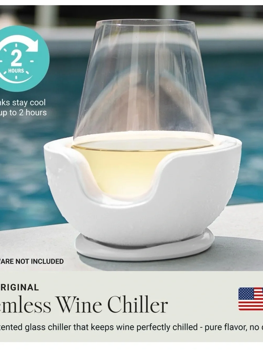 Vochill Quartz Stemless Wine Chiller - White